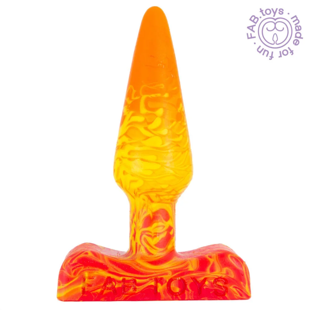 Classic Butt Plug - large in Neon Orange/Yellow/Scarlet Gerbera